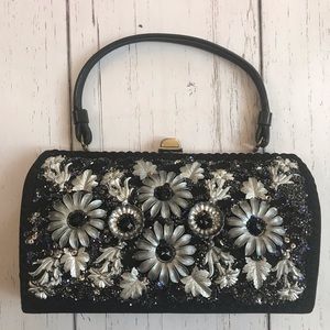 Vintage Caron of Houston 50’s hand decorated sequined and beaded hand bag